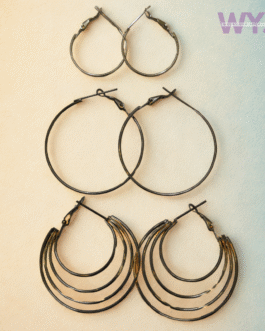 Gunmetal Hoop Earring Trio – Edgy, Elegant & Everyday
