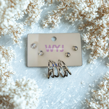 3-in-1 Silver-Tone Earring Combo Set – Elegant Everyday Style | WYJ