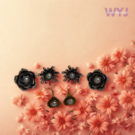 Black and Gold Enamel Earrings