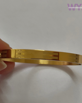 Minimalist Geometric Engraved Gold-Tone Bangle