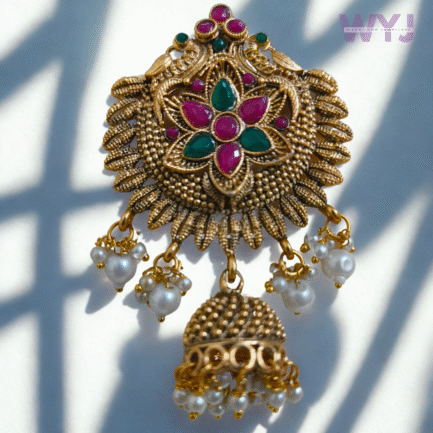 Antique Floral Juda Brooch with Pearl Drops – Hair Bun Accessory