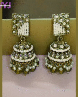 Kundan Pearl & Bead Jhumka Earrings