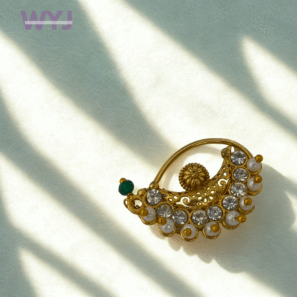 Antique Gold Maharashtrian Nath with Pearl & Stone Detailing