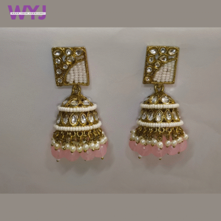 Kundan Pearl & Bead Jhumka Earrings - Image 10