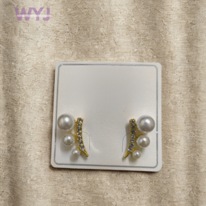 Gold-Tone Curved Pearl & Stone Drop Earrings