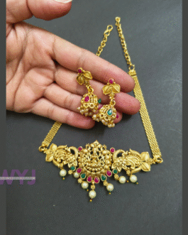 Temple Jewellery Gold Plated Necklace Set with Jhumka Earrings | WYJ