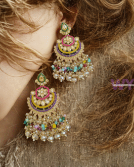 Royal Riwaaz Multicolor Kundan Chandbali Earrings