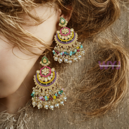Royal Riwaaz Multicolor Kundan Chandbali Earrings