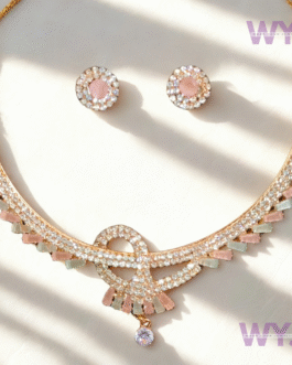 Elegant American Diamond Necklace Set with Pastel Accents | WYJ