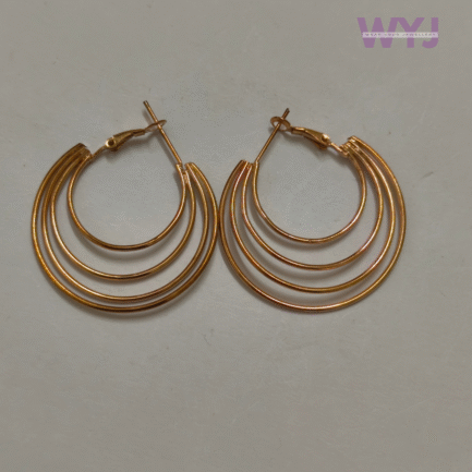 Triple-Layer Rose Gold Hoop Earrings