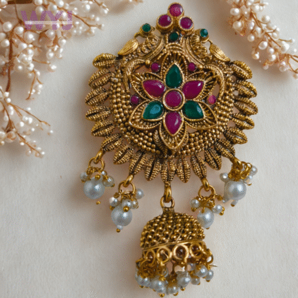 Antique Floral Juda Brooch with Pearl Drops – Hair Bun Accessory - Image 2