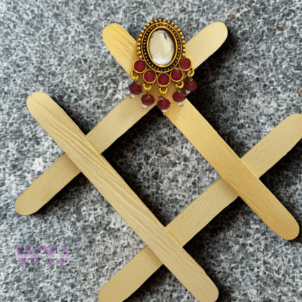 Ruby Red Beaded Antique Mirror Ring