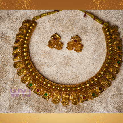 Antique Temple Necklace with  Earring | WYJ - Image 2