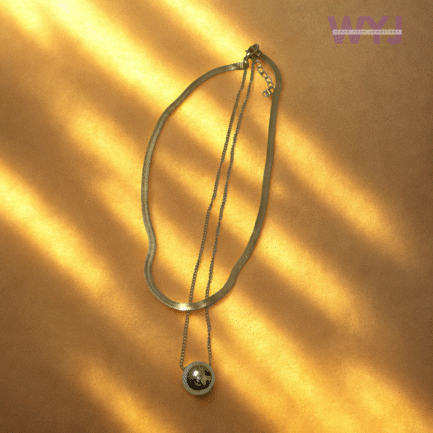 Bold Gold Dual-Layer Necklace with Sphere Pendant