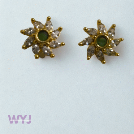 Petite Green Crystal Flower Studs