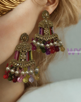 Regal Multicolor Kundan Jhumka Earrings – WYJ
