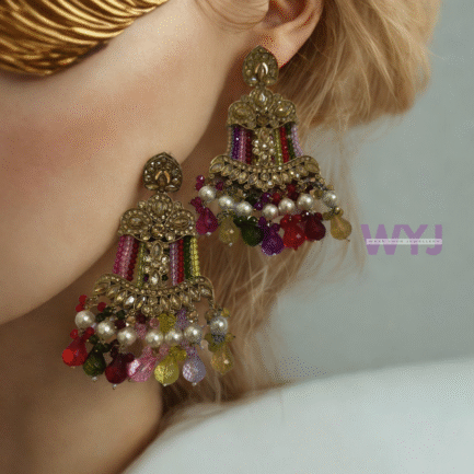 Regal Multicolor Kundan Jhumka Earrings – WYJ