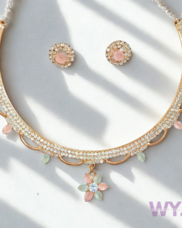 Floral Pastel American Diamond Necklace Set for Women | WYJ