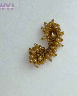 Royal Golden Nath with Pear-Shaped Stone & Pearl Clusters