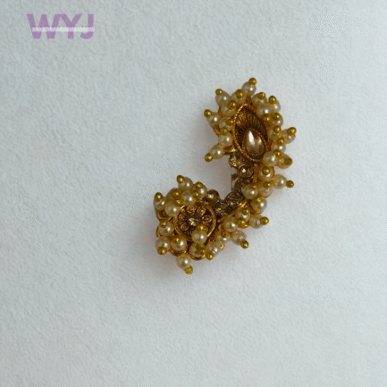 Royal Golden Nath with Pear-Shaped Stone & Pearl Clusters