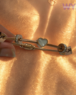 Golden Charm Cable Bracelet – Heart Edition