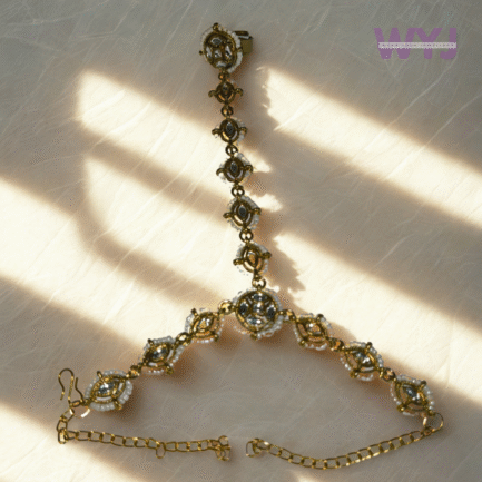 Royal Kundan Pearl Hand Harness (Haathphool) for Women | WYJ