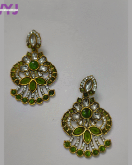 Emerald Green Kundan Floral Fan Earrings
