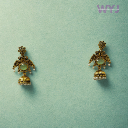 Antique Gold Temple Jhumka Earrings