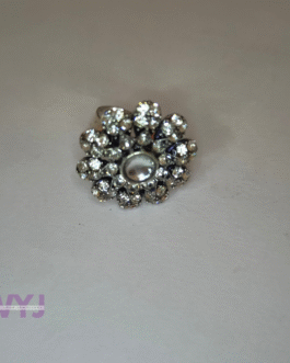 Crystal Bloom Adjustable Cocktail Ring – Silver Finish with Pearl Center