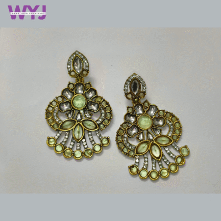 Mustard Yellow Oxidized Silver Peacock Drop Earrings