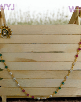Kundan Nose Ring Chain with Multicolor Beads