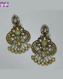 Ivory Kundan Floral Fan Earrings.