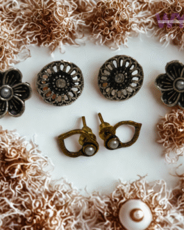 Boho Oxidised Floral Stud Earring Combo – Set of 3