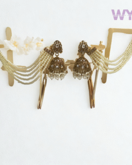 Royal Layered Pearl Chain Jhumka Earrings