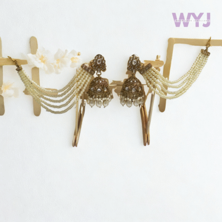 Royal Layered Pearl Chain Jhumka Earrings