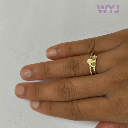 Dual-Layer Contemporary Stone Ring