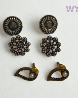Antique Finish Stud Earring Combo – Set of 3