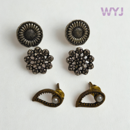 Antique Finish Stud Earring Combo – Set of 3