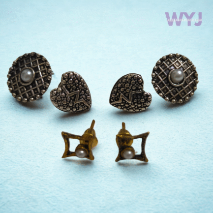Vintage Vibe Stud Earring Combo – Set of 3