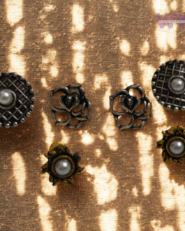 Vintage Pearl Grid & Floral Studs Combo