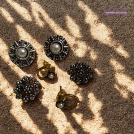 Tribal Pearl & Textured Studs Combo