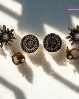 Sunburst & Mandala Studs Trio