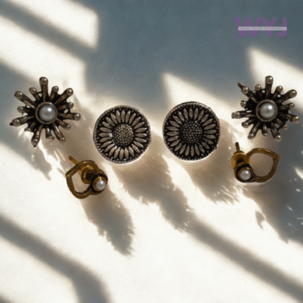 Sunburst & Mandala Studs Trio