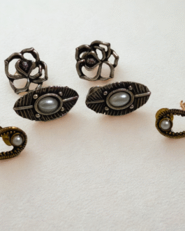Floral Leaf Drop Pearl Earring Combo