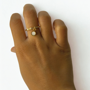 Gold Plated White Charm Ring – Elegant Adjustable