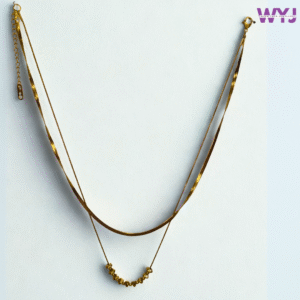Sassy Gold Layered Chain Necklace with Bead Detailing