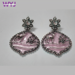 Earrings with Pink Stone