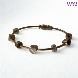 Adjustable Cable Bracelet with Heart & Charm – Elegant Minimalist