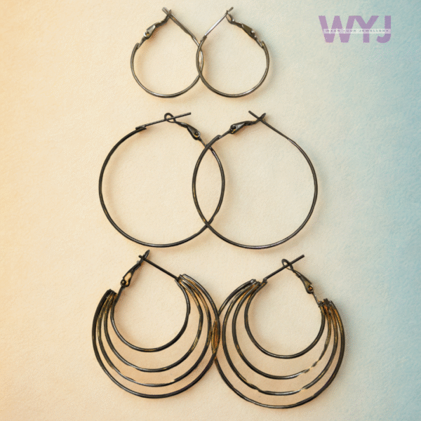 Hoop Earring Gunmetal Trio – Edgy