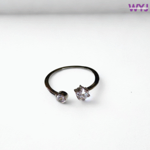 Bezel & Prong Open Diamond Ring – Adjustable Sterling Silver